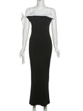Black Off-Shoulder Tie Up Midi Dress-Outfit