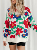 Embroidery Sweater Women Jumper O-neck Loose Thick Casual Female Sweaters Pullover 2022 Colorful Fashion Long Sleeve