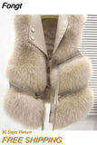 Fur Vest coat women's Lapel sleeveless buckle Slim Fit Teddy coat 2023 high street plush fur one piece