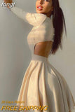 Sleeve Dress Pleated Party Dress Black Bodycon Dress Autumn Winter Cut Out Streetwear Chrismas Clothes Backless Mini