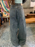 Washed Irregular Pocket Splice Cargo Jeans-Outfit