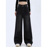 Vintage Dark Wash Patchwork Wide Leg Jeans-Outfit
