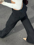 Fongt Millennium Striped Color Low- Waist Smell Spicy Spicy Temperament Slender Suit Pants