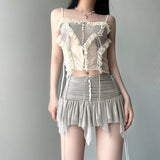 Fongt Cloth Forget Fashion Ballet Style Net Yarn Split Three-Dimensional Gradient Lace Vest Short Skirt Two Sets Of Hottie Set