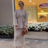 Fongt Autumn New Women's Pure Color Temperament With A Stylish Dress Two-Set