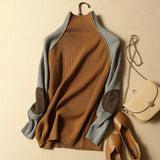 Fongt Patchwork Thicken Knitted Pull Sweater 1215-1-Outfit