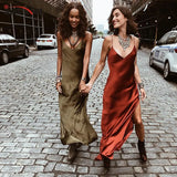 Strap Sleeveless Backless Side Split Long