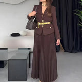 Fongt Temperament Long Dress Suit Women's 100-Fold Dress Suit Women's Clothing