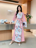 Minority Age-Reduced Printed Fairy Skirt 2024 New V-Neck Slim A-Shaped Dress For Spring And Summer-Outfit