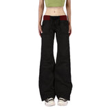 Fongt Cloth Forget Street Retro Pocket Bump Thread Low-Rise Jeans Can Be Styled Casual Trousers