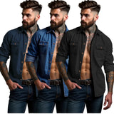 Fongt Men's Shirt Burst Men's Spring And Autumn Open Shirt Wish Multi-Color Multi-Code European Version Of The Overweight Code