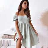 Off Shoulder Loose Short Sleeve Folds