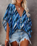 Tees Button V Neck Sexy Casual Befree Short Sleeve