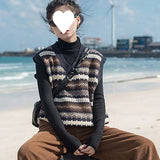 Fongt 2024 New Women's Sleeveless Shoulder Sweater Korean Version Of Loose External Knitted Vest Vest