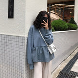 Hoodie Sweatshirts autumn winter harajuku solid Ruffle Long Sleeve Hoodies O Neck Pullovers Casual Loose Thin