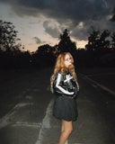 Black Bow Faux Leather Biker Jacket-Outfit