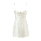Satin Strap 3D Bow Solid Mini Dress-Outfit