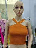 Fongt Cross Hanging Neck Knit Sling Small Vest Bare Back Tight Show Thin Bandage Wipe-Outfit