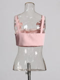 Sexy Small Sling 2025 Spring New Fashion Three-Dimensional Flower Splicing Design Ultra-Short Vest