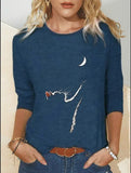 Knitted Leisure Long-sleeved Animal Print Round Neck Casual