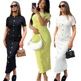 Fongt And Autumn New French Vintage Slimming Knitted Short Sleeve Dress