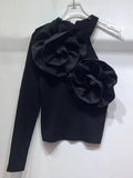 Fongt Babes In Autumn 2025 New Fashion High-End Design Sense Splicing Flowers To Repair Knitted Tops For Women