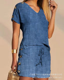 Positioning Print Short-Sleeved Pants Two-Piece Suit-Outfit