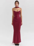 Corset And Bodycon Maxi Skirt With Neckerchief Set-Outfit