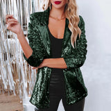 Fongt Casual Beads Blouse Squint Long Sleeve Commuter Wind Collar Temperament Small Suit