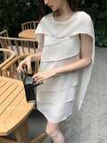 Fongt Xixi 2025 Summer New Temperament Cape Chic Wave Elegant Dress High-End Short Dress Women 88342
