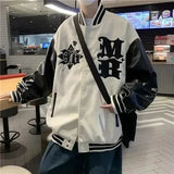 and Autumn American High Street Retro Embroidery Craft Baseball Uniform Men Tide Brand Pu Leather Stitching Jacket-Outfit