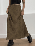 Vintage Mesh Floral Brown Maxi Skirt-Outfit