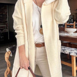 Fongt New Autumn And Winter Casual Hooded Real Fox Hair Collar Fashion Knitted Knitted Shirt Outside Fur Coat Woman