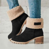 Boots Women Fur Warm Snow Boots Ladies Warm Wool Booties Ankle Boot Comfortable Shoes Casual Female Mid Calf