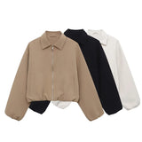 Fongt Women's Autumn New Street Fashion Pilot Long-Sleeved Short Jacket Jacket