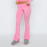 Fongt New Casual Wind Low-Rise Horn Pants Fashion Thin Solid Pants Set Women