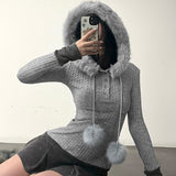 Fongt Cloth Forget Retro Hair Splicing Velvet Zipper Casual Coat BM Style Hooded Solid Color Sweater