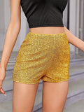 Multi-Color Fashion Beads Repair Hot Pants Sequins Black Mid-Rise Sexy Straight Women