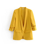 Spring Style Pleated Sleeve Sag Urban Leisure Candy Color Women's Suit Coat-Outfit