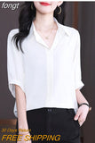 Women Shirts Half Sleeves Blouses for Women Clothes for Women 2023 Summer Women Tops Basic Soild Chiffon Blouses for
