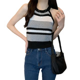 Fongt Knitted Small Sling Vest Fashion Summer Wearing Sleeveless Net Red Explosive Sweet And Sexy Waist