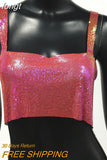 Metallic Sequin Party Crop Top y2k Fashion Solid Backless Straps Camisole Cropped Top for Women Rave