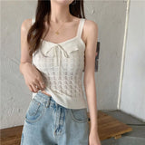 New Small Fresh Sweet Hottie Sling Female Summer Wear Inner Vest Bow Hollow Sleeveless