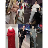 Light Luxury High Grade Women's Dress Set with Folded Waist, Top, Belt, Sequin Half Dress Two Piece Set-Outfit