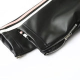 Black Bow Faux Leather Biker Jacket-Outfit