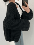 Open Front Long Sleeve Knit Cardigan-Outfit