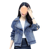 Fongt Collar Denim Jacket Female Short Fall 2024 New Loose Jacket Korean Version Versatile Jacket Jacket Tide-Outfit