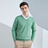 Fongt And Winter New Men's V Collar Loose Large Size Gentleman Sleeve Long Sleeve Sweater Middle-Aged Knit Chicken Heart Collar Bottom Shirt-Outfit