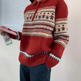 Half Zip Christmas Knit Pullover-Outfit