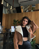 Fongt Autumn And Winter New Short-Term Collar Fashion Korean Version Of Women's Long-Sleeved Pure Color Coat